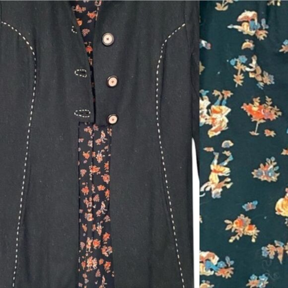 Unique Anthropologie spring coat whitestich accents size 8 Medium wool blend - Picture 3 of 10